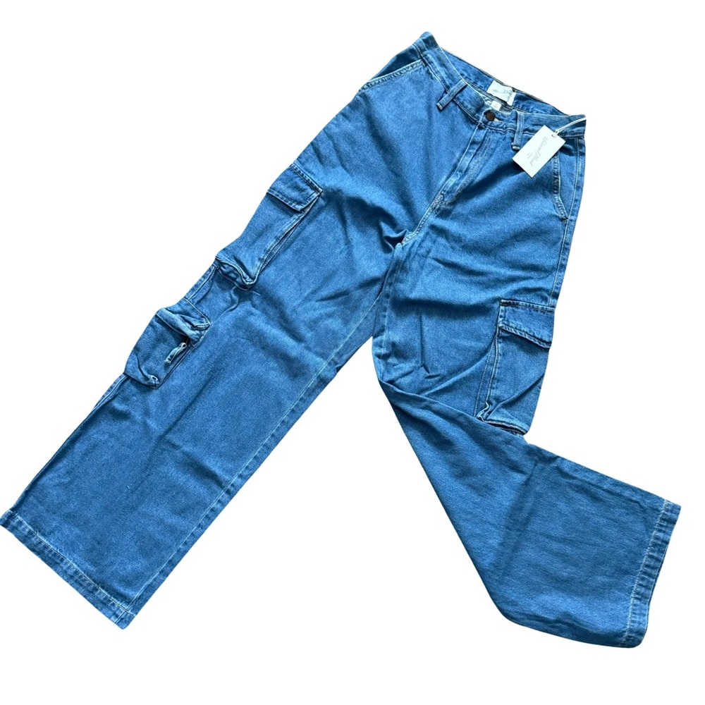 High-Rise Wide Leg Cargo Jeans Sz 6L